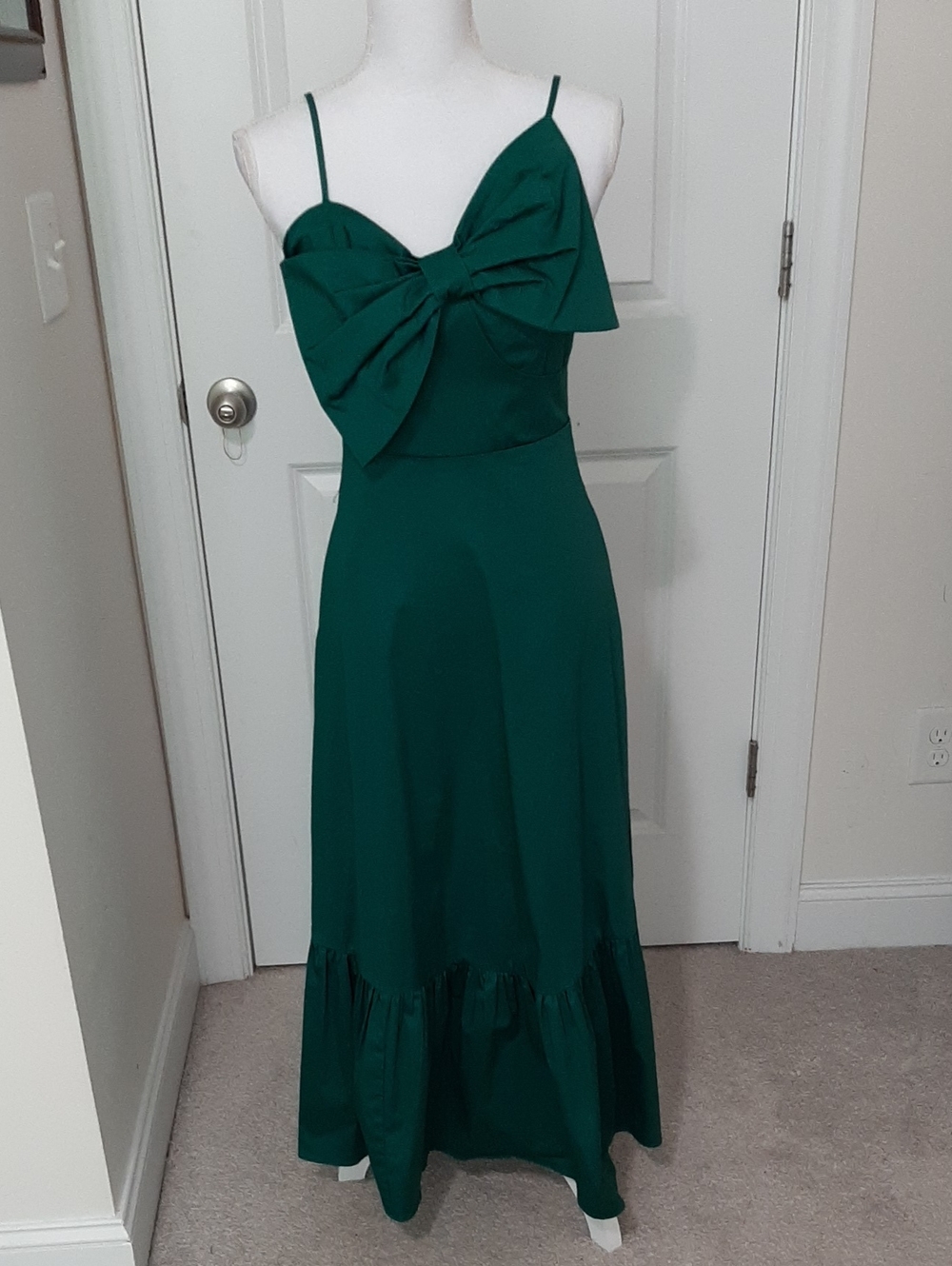 Current Air Emerald Green Bow-Front Spaghetti Strap Dress Size S NWT